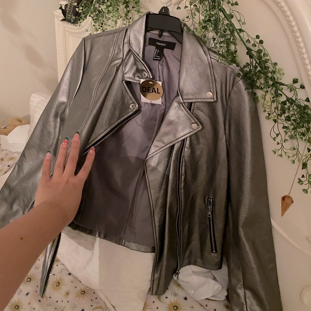Faux Leather Space Grey  jacket